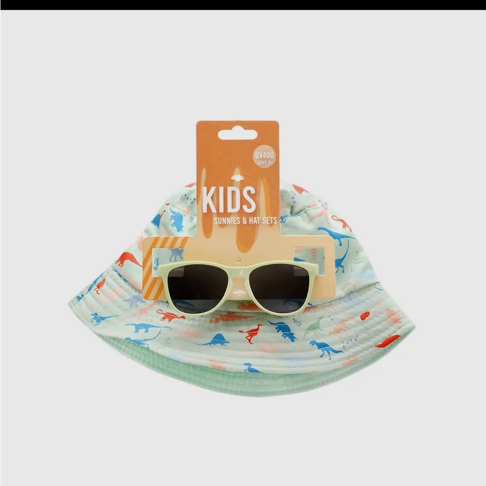 Kids Dinosaur Print Hat and Sunglasses Set